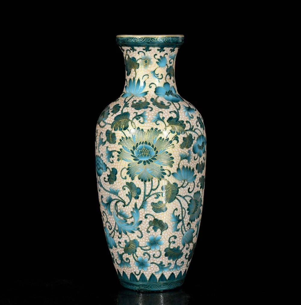 Qianlong Signed Old Chinese Colour Enamel Vase W/flower N3726