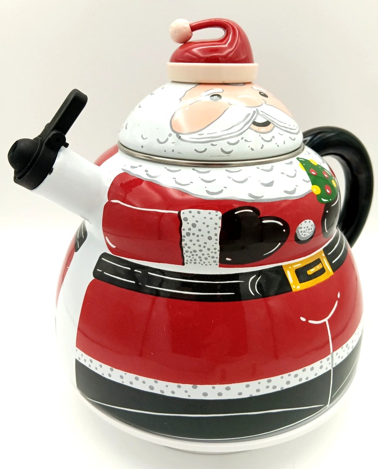 ROSCHO Santa Claus Enamel Whistling Tea Kettle Holiday 3 Quart - NEW