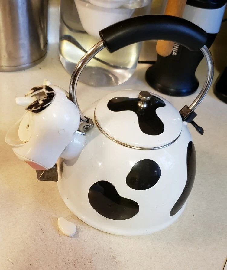 ¹¹ Vintage Rare M Kamenstein Cow Tea Kettle Enamel Whistling Teapot 1992