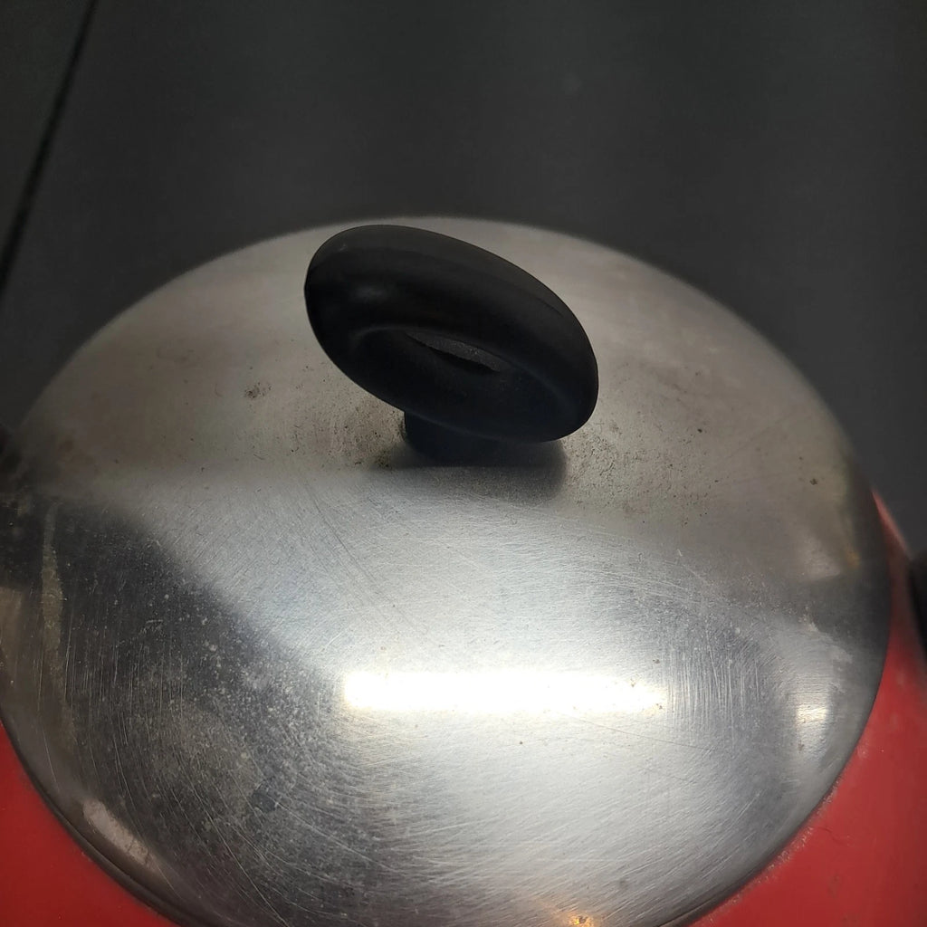 Copco Red Whistling Tea Kettle 2 Qt. Porcelain  used  good condition