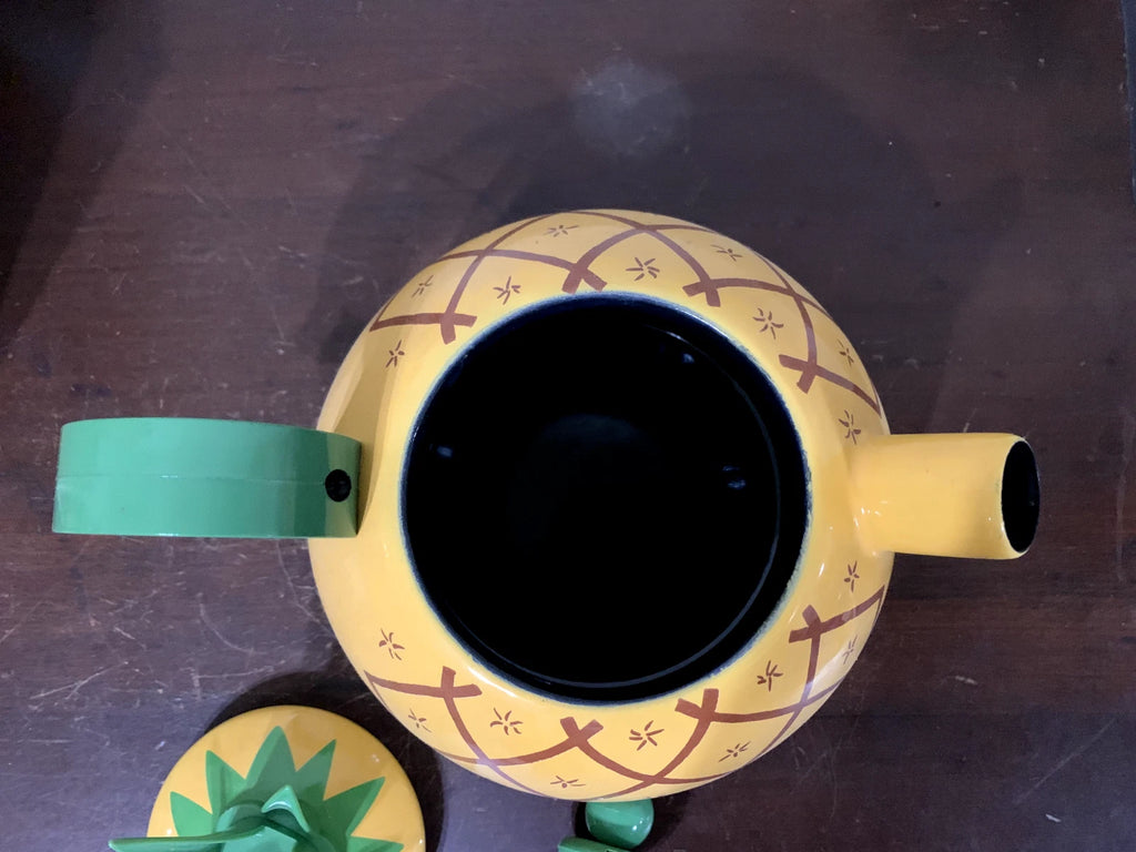 Copco Enamel on Steel Island Pineapple 2.5 Qt Whistling Tea Kettle 1993 WB