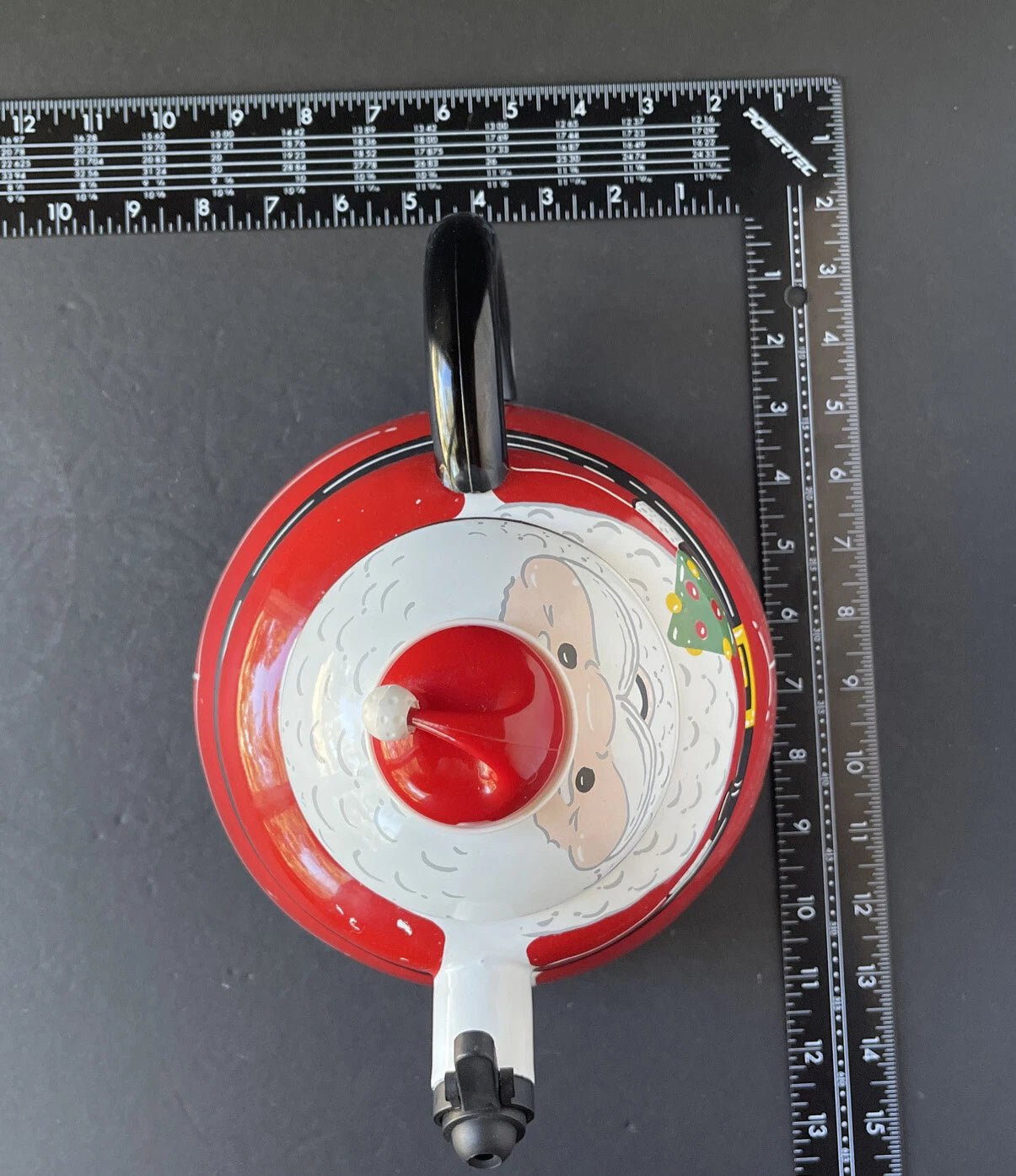 Roshco Enamel 3 Quart Santa Clause Whistling Teapot Kettle w/ Box