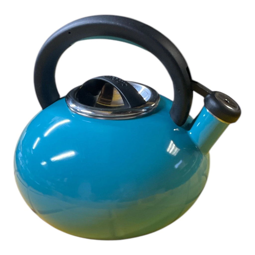 Circulon Enamel on Steel 2 Quart Whistling Teakettle Teal Turquoise Blue