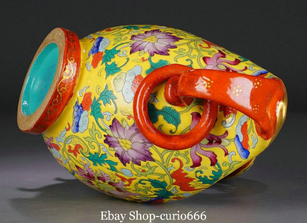 Qianlong Marked Colour Enamel Porcelain Gilt Flower Phoenix Bird Zun Kettle Pot