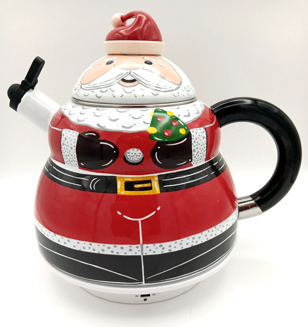 ROSCHO Santa Claus Enamel Whistling Tea Kettle Holiday 3 Quart - NEW