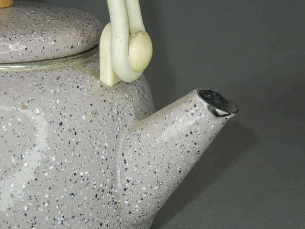 Vintage Granite / Enamel Ware purple Gray Speckled Coffee / Tea Pot Kettle 6”