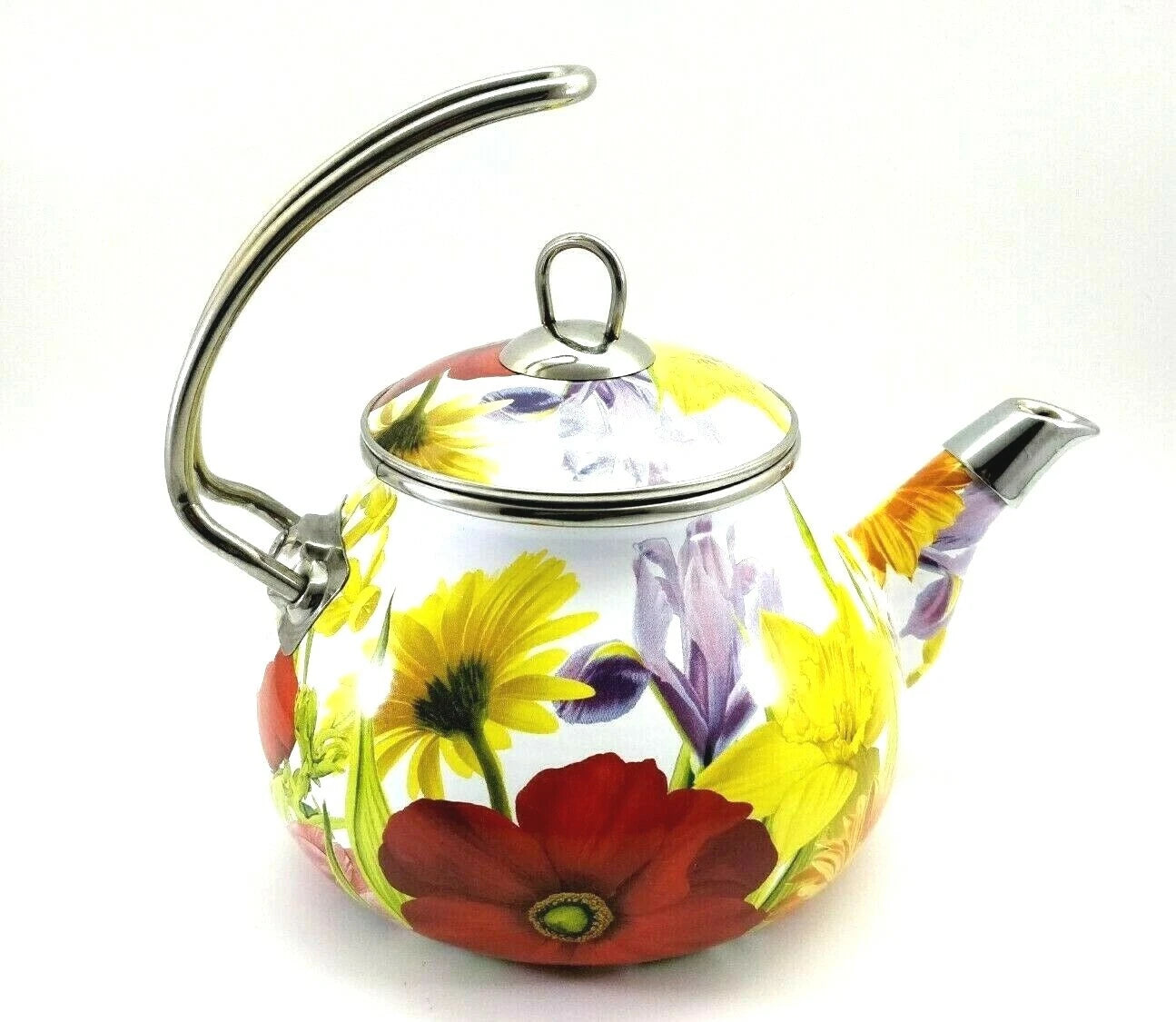 Pioneer Woman Enameled Steel Flower Garden Tea Pot Kettle Floral Retired READ!