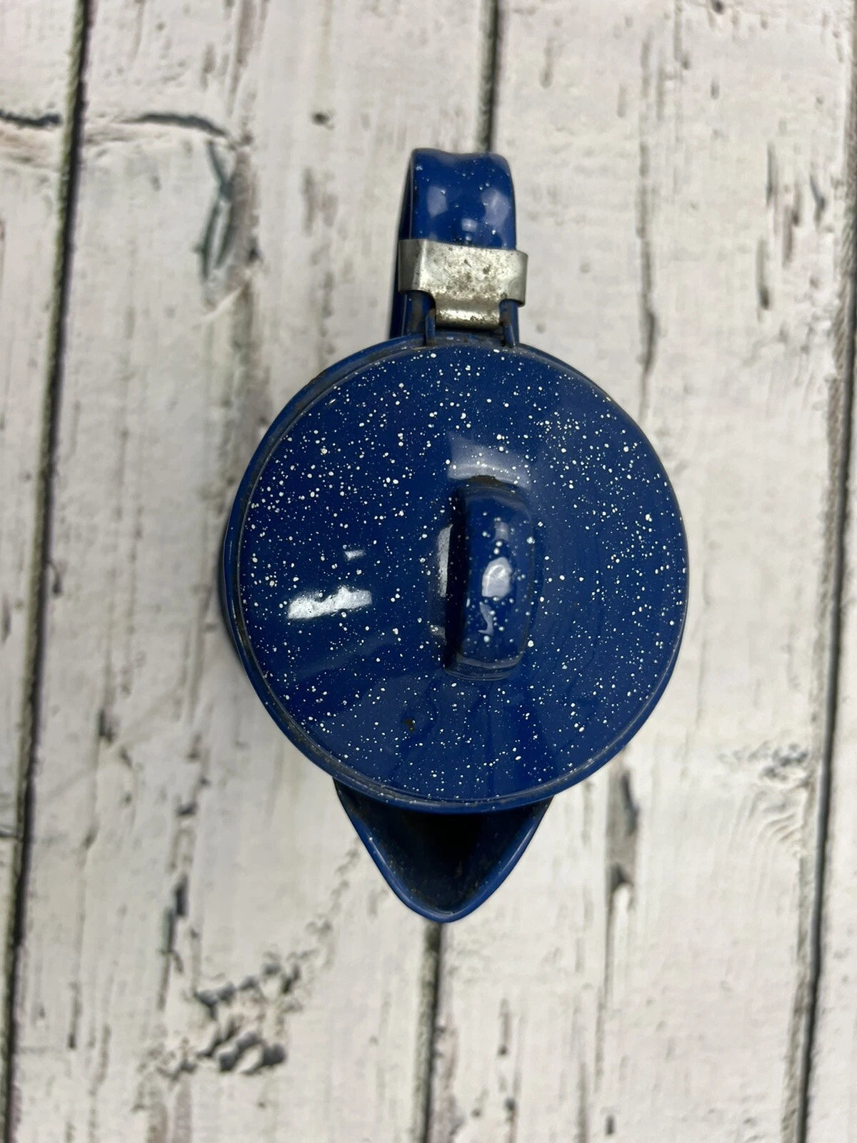 Vintage Blue White Speckled Enameled Graniteware Coffee Tea Pot Perculator W/Lid