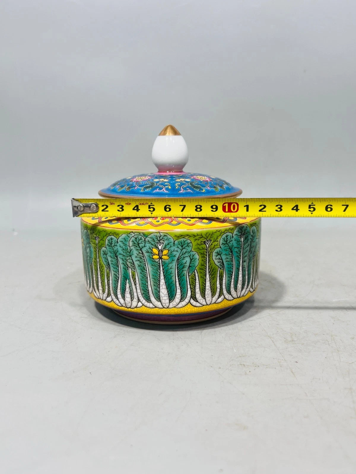 Antique gilded enamel tea jar