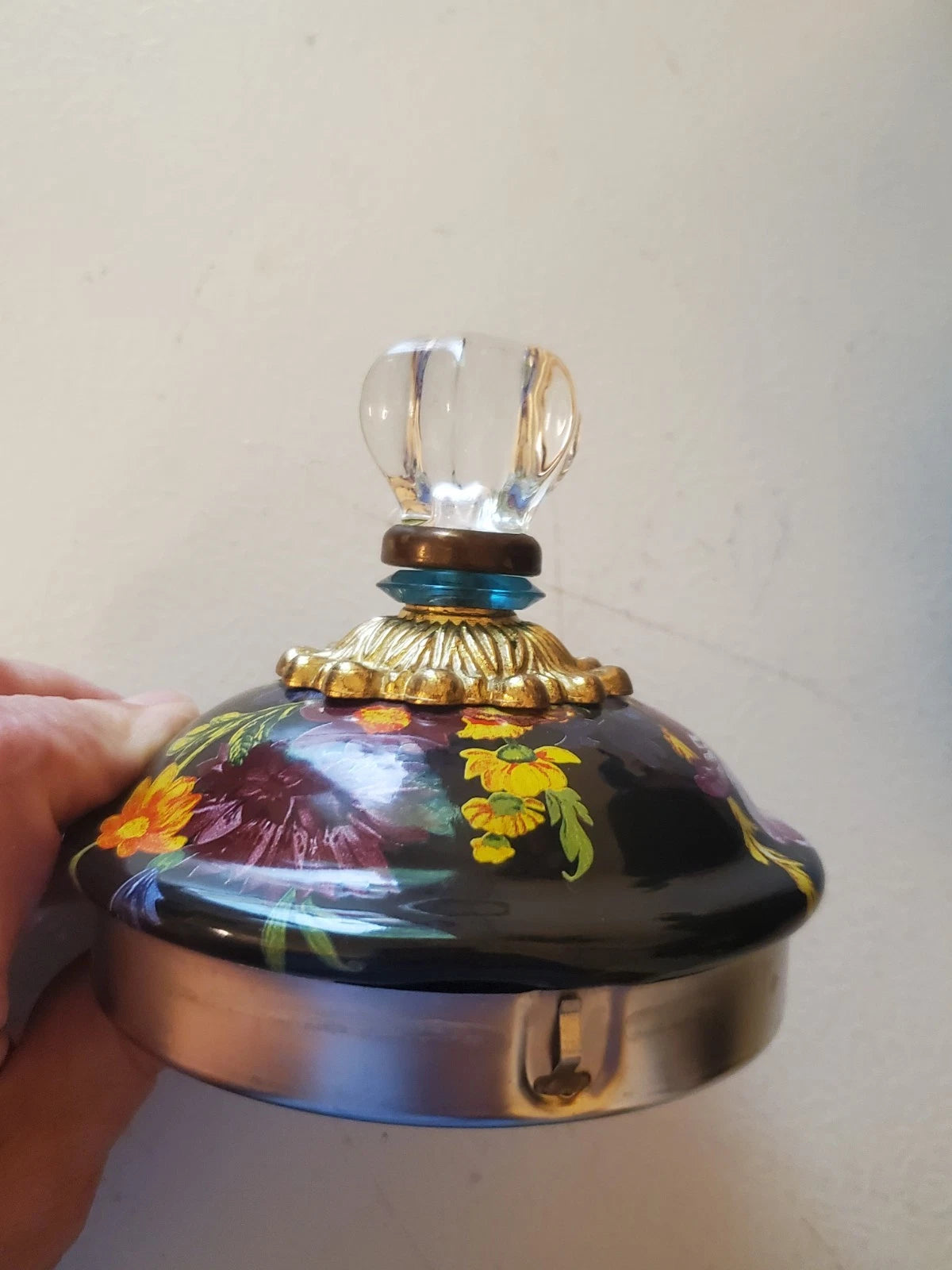 Mackenzie-Childs Black Flower Market Teapot Halloween Autumn Fall 3 QT Quart