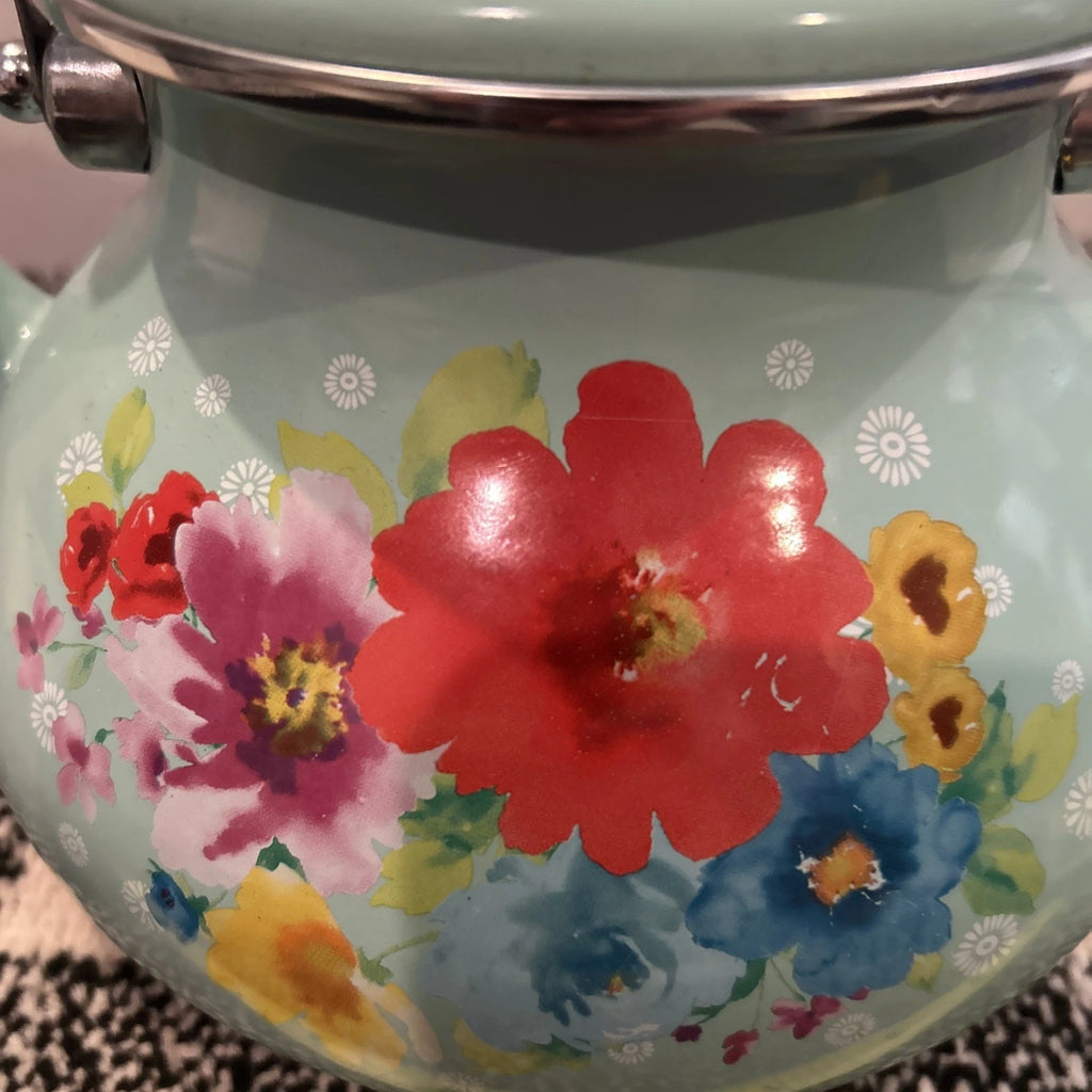 pioneer woman flower teapot