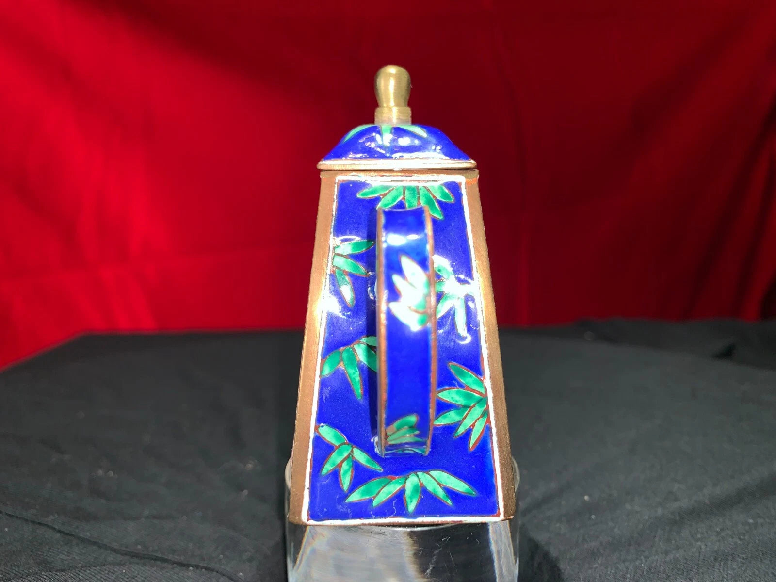 John Clementson Miniature Brass and Enamel Teapot with Panda