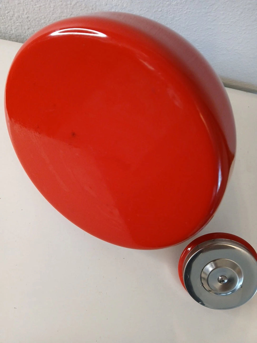 Heavy Duty Rare Hard To Find COPCO 2.5 Qt Red Enamel On Steel Tea Kettle