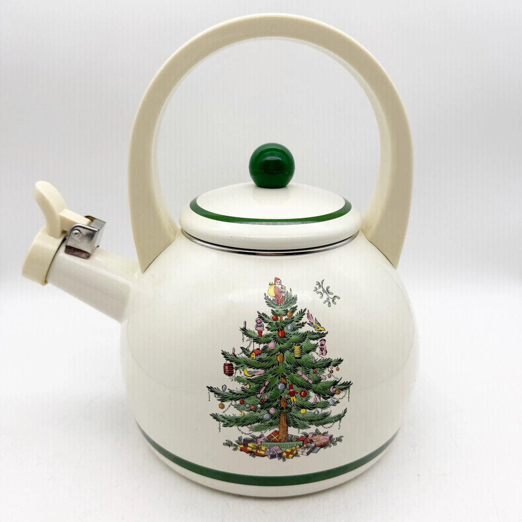 Spode Christmas Tree Whistling Tea Kettle 2.2 quart - Porcelain Enamel on Steel
