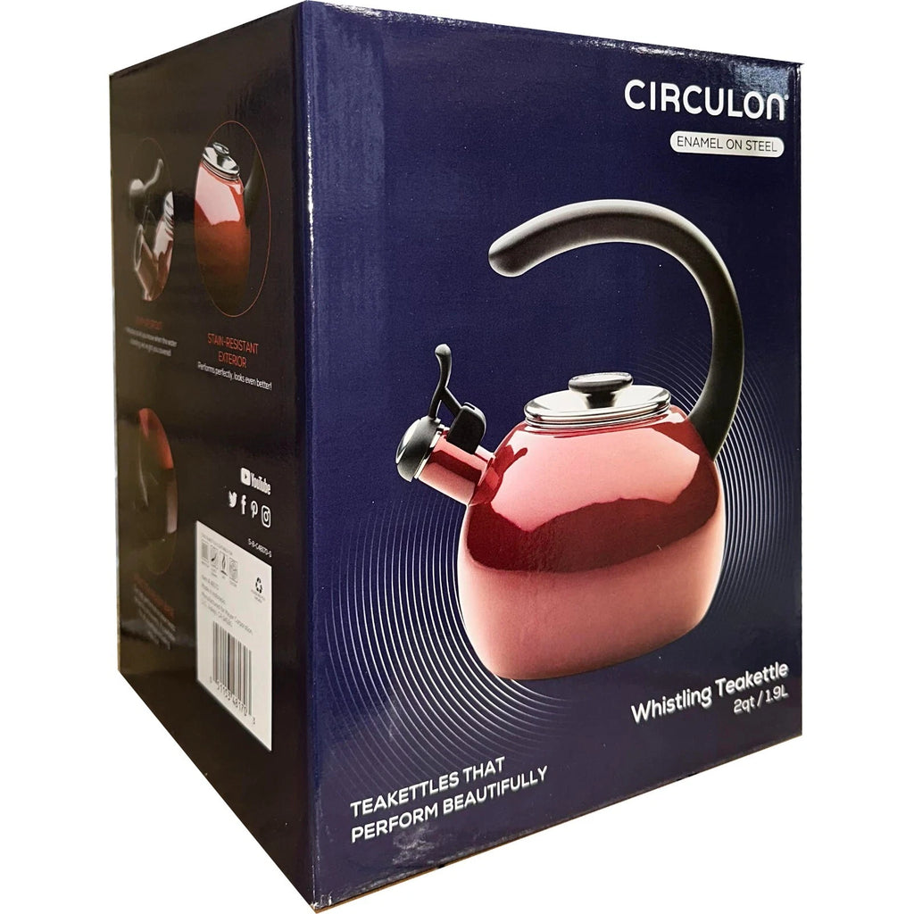 Circulon Enamel on Steel 2 Quart Whistling Teakettle - Red