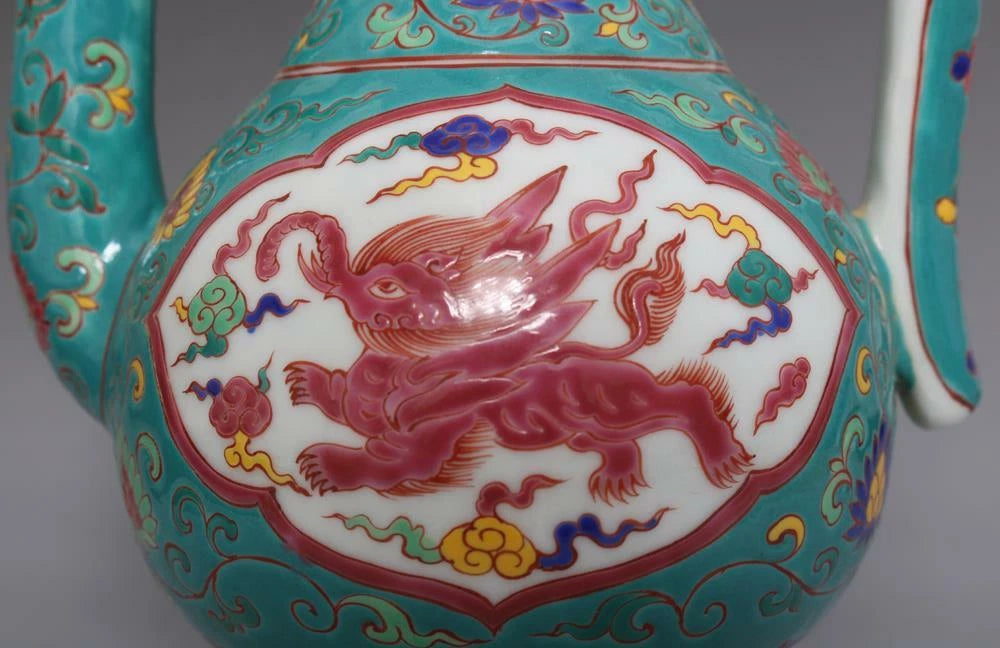 OLD LARGE RARE CHINESE PORCELAIN CLOISONNE TEAPOT XUANDE MARKED 23CM E170