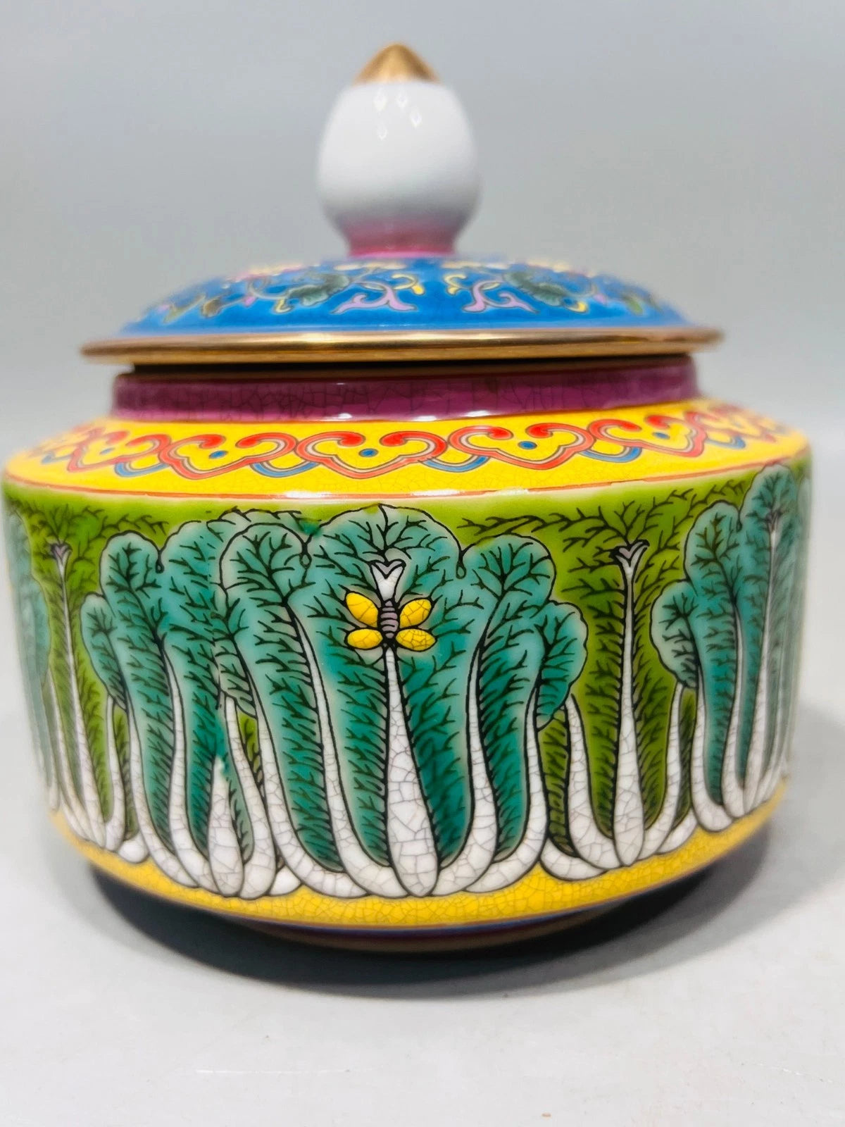 Antique gilded enamel tea jar
