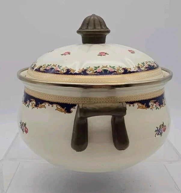 VTG 1960's Asta Fissler Enamelware 7 Piece Set Lidded Terrine Kettle Warmer Tray