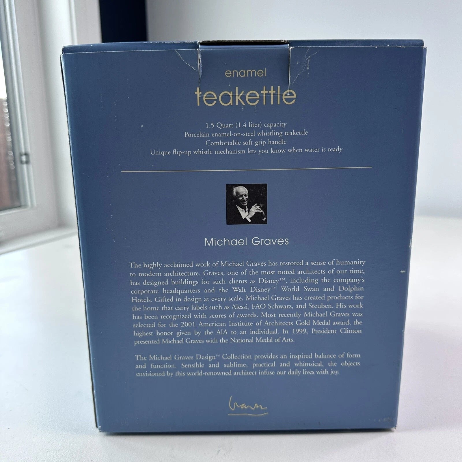 Vintage Michael Graves Design Tea Kettle (White Enamel) New In Box