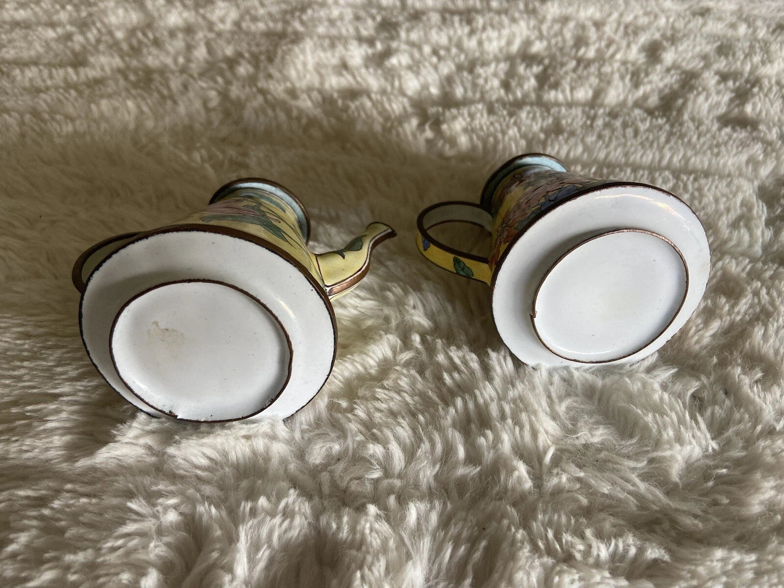 Collector’s Hand Painted Enamel Teapot Flowers  Butterflies Kelvin Chen Unsigned