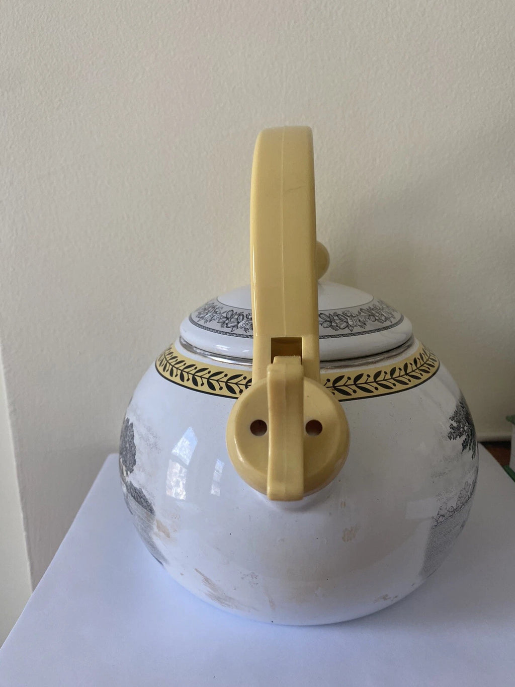 Rare Vintage Villeroy & Boch Audun Ferme Enamel Tea Kettle Teapot AS IS