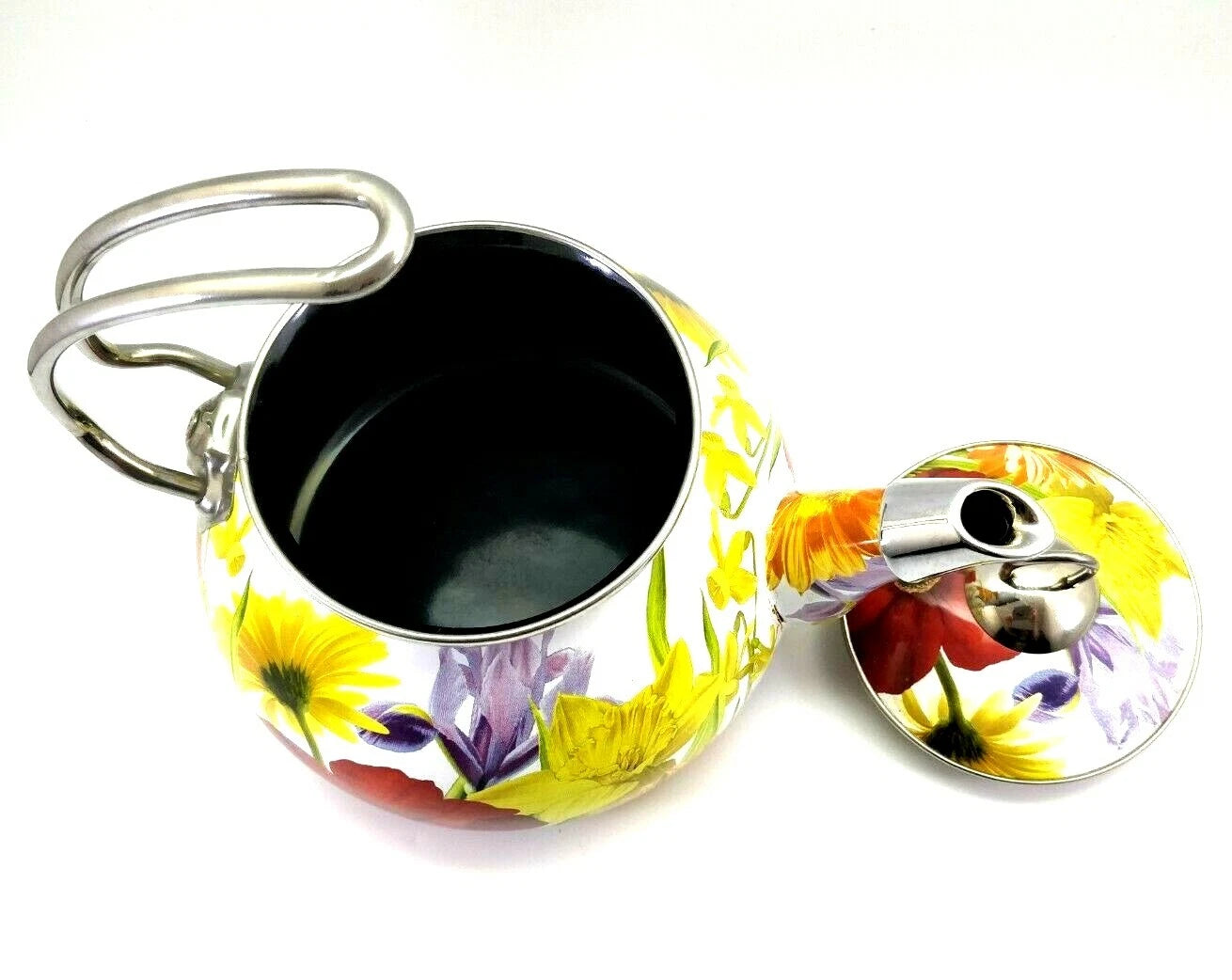 Pioneer Woman Enameled Steel Flower Garden Tea Pot Kettle Floral Retired READ!