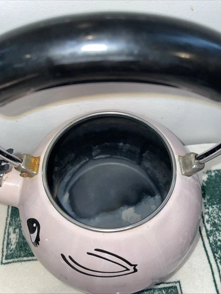Vintage Kamenstein Pink Pig Whistling Teapot Tea Kettle Needs TLc