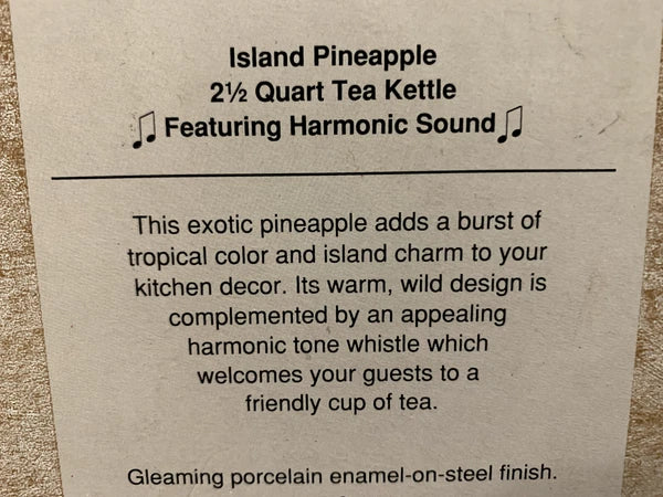 Copco Enamel on Steel Island Pineapple 2.5 Qt Whistling Tea Kettle 1993 WB