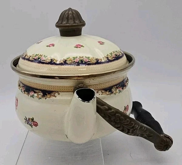 VTG 1960's Asta Fissler Enamelware 7 Piece Set Lidded Terrine Kettle Warmer Tray