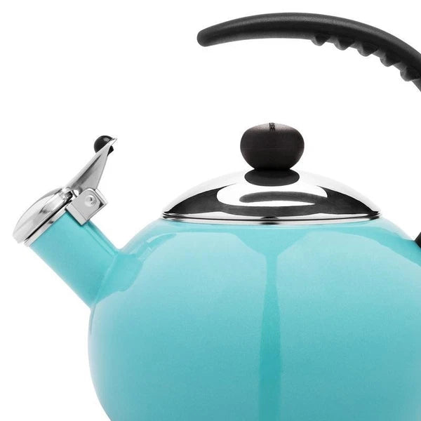 Induction Safe Enamel Tea Kettle Whistling Ergonomic Handle Kitchen Cookware New