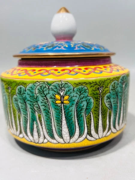 Antique gilded enamel tea jar
