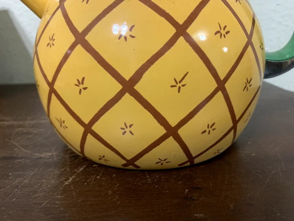 Copco Enamel on Steel Island Pineapple 2.5 Qt Whistling Tea Kettle 1993 WB