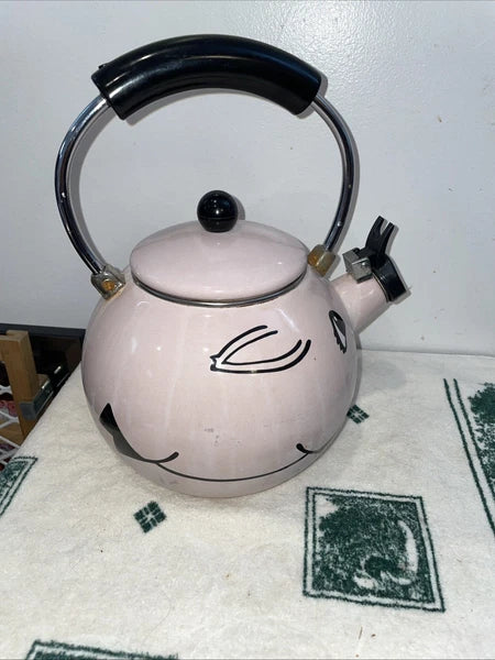 Vintage Kamenstein Pink Pig Whistling Teapot Tea Kettle Needs TLc