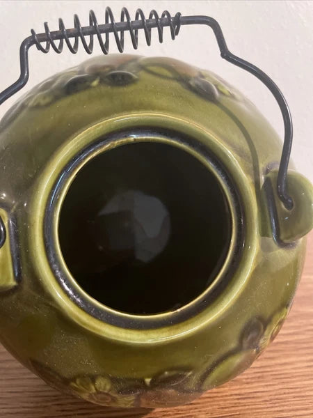 Green  Ceramic  Tea Pot- Made In Japan  Metal Handle. Nice!! Excellent Condition