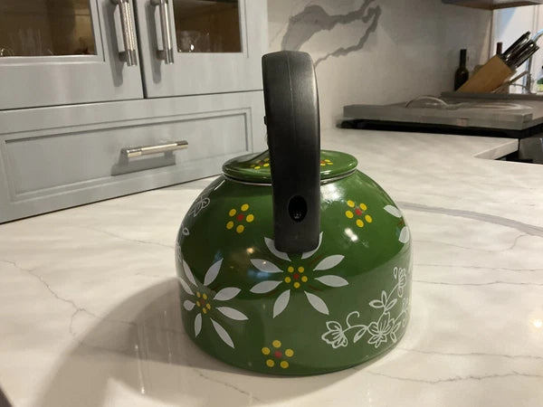 Temp-tations By Tara 2.3 Qt Old World Tea Kettle Teapot Stovetop Safe Green