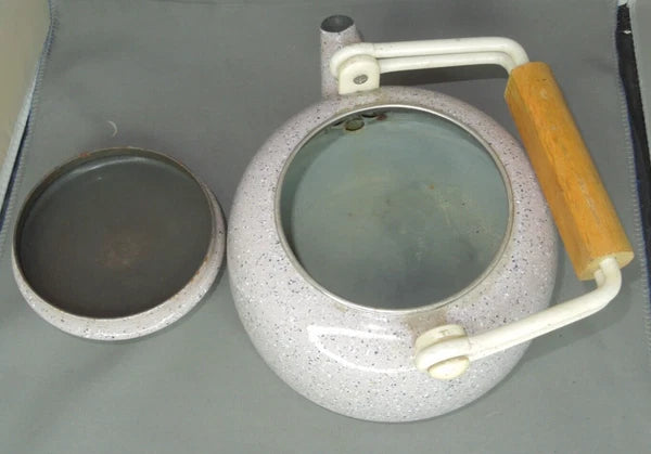 Vintage Granite / Enamel Ware purple Gray Speckled Coffee / Tea Pot Kettle 6”