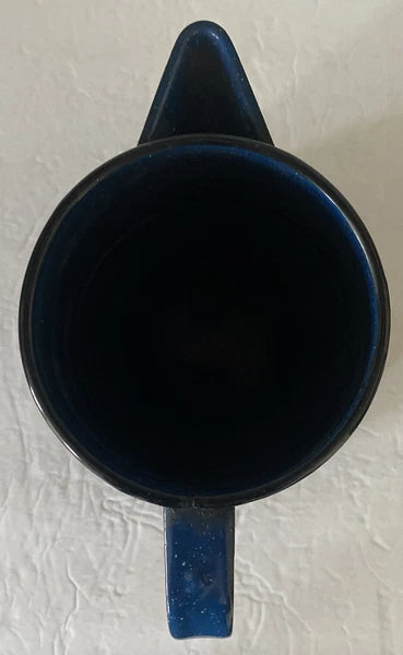 Enamelware Coffee Pot Blue White Speckled With Handle And Spout 8” Tall X 8”