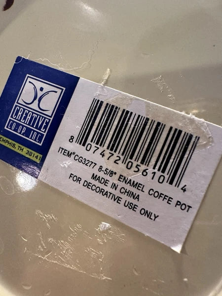 Vintage Cowboy Enamelware Coffee Pot Cups & Tray Set Western Creative Co-Op