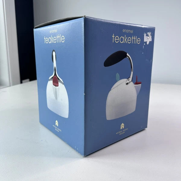 Vintage Michael Graves Design Tea Kettle (White Enamel) New In Box