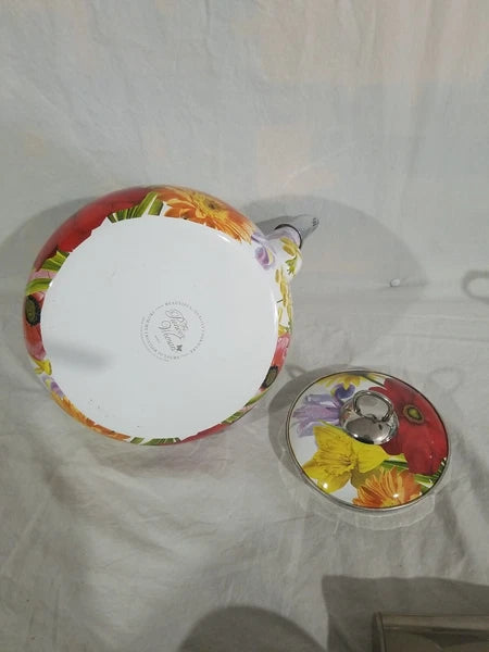 The Pioneer Woman Enamel Tea Kettle Floral Summer Garden Spring Flower Retired