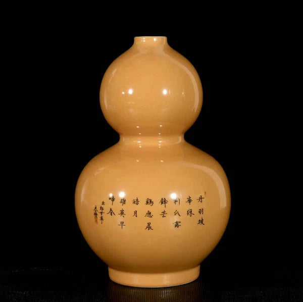 37CM Qianlong Signed Old Chinese Colour Enamel Vase W/cock N3324