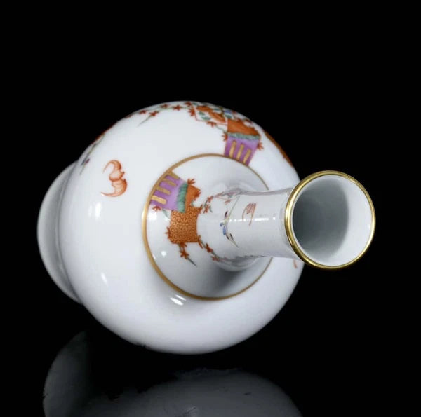 Qianlong Signed Old Chinese Colour Enamel Vase W/flower N3409