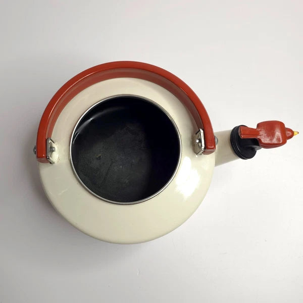 Debbie Mumm Woodland Santa Whistling Tea Kettle 2.5 Qt Porcelain Enamel 1999