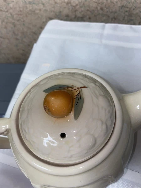 Vintage Porcelier Vitreous Tea Pot Pink Rose Pear On  Lid - 1930-1940's