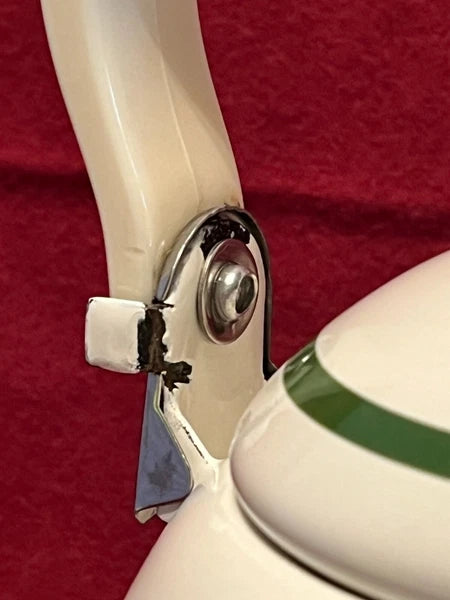 Vintage Spode Christmas Tree Enamel Teapot Kettle With Lid Good Condition