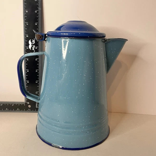 Vintage Enamel Ware Coffee Pot -2 Tone Blue Speckled