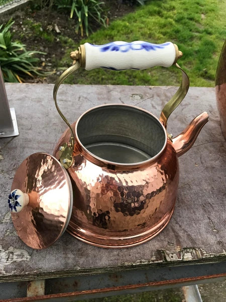 1 L Copper Tea pot kettle with porcelain handle 0.25 G