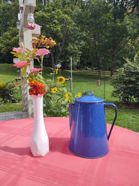 Blue Speckled Enamel Farmhouse Tea Pot