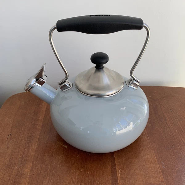 Chantal Gray Tea Kettle Enamel Stainless Steel 2 Qt Whistling Stove Top