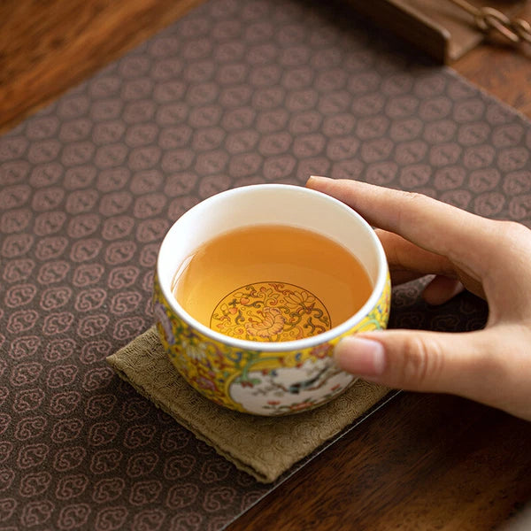 Dehua mutton Fat Jade Porcelain Teacup Enamel Ceramic Tea Set